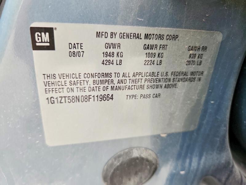 2008 Chevrolet Malibu მანქანა იყიდება აუქციონზე, vin: 1G1ZT58N08F119664, აუქციონის ნომერი: 49653136