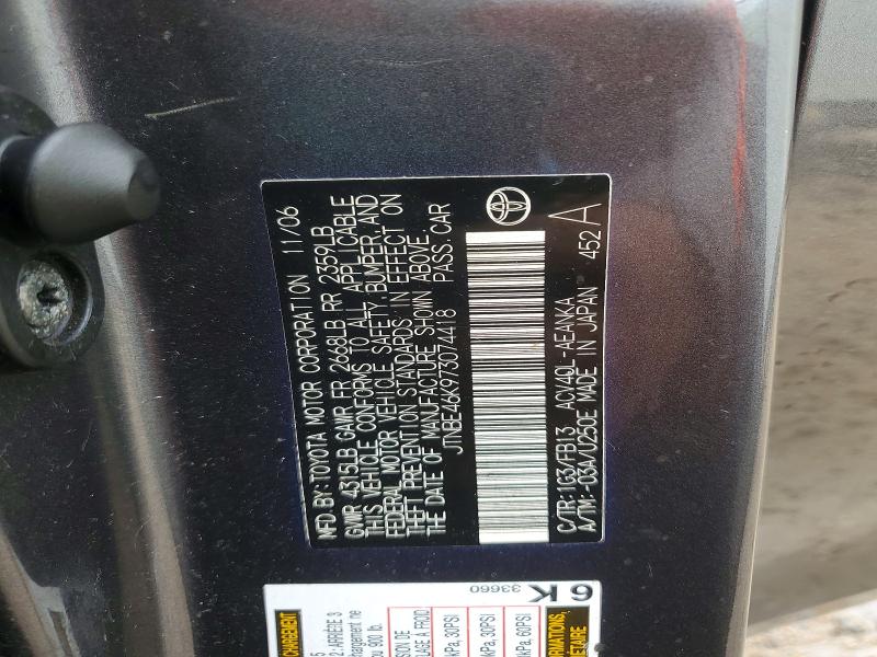 Aukcja sprzedaży 2007 Toyota Camry, vin: JTNBE46K973074418, numer aukcji: 49510946