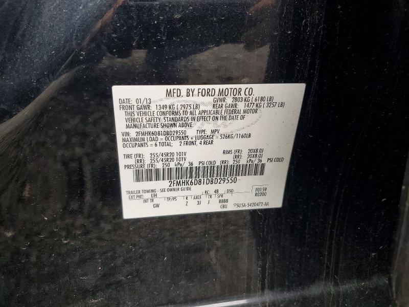 50212796 :رقم المزاد ، 2FMHK6D81DBD29550 vin ، 2013 Ford Flex مزاد بيع