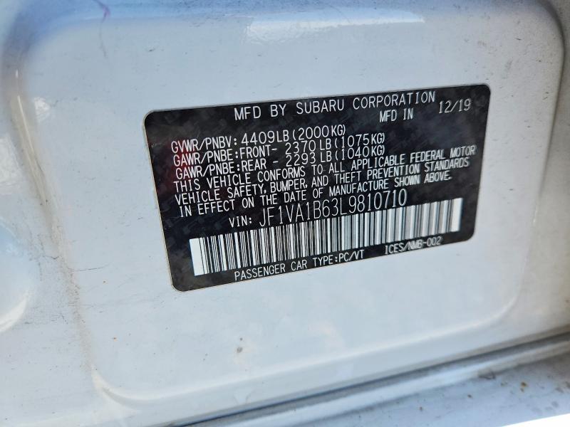 51164276 :رقم المزاد ، JF1VA1B63L9810710 vin ، 2020 Subaru Wrx مزاد بيع