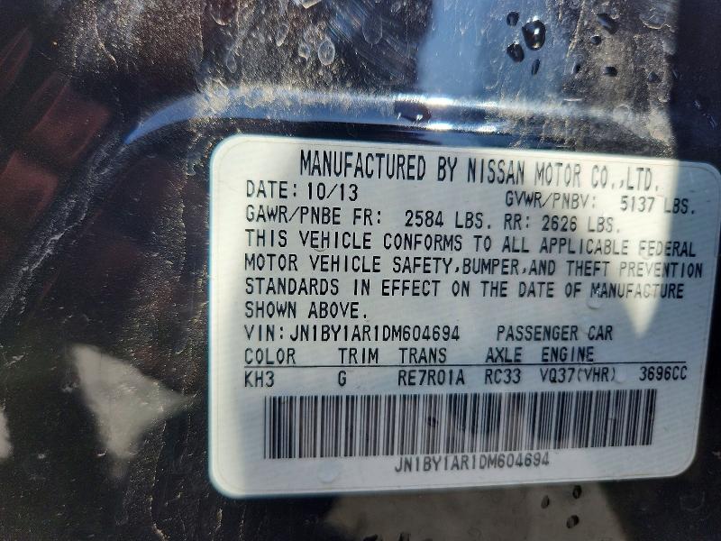 Aukcja sprzedaży 2013 Infiniti M37, vin: JN1BY1AR1DM604694, numer aukcji: 51498346