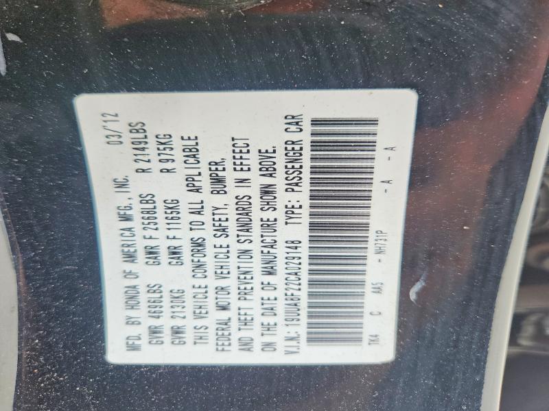 51087306 :رقم المزاد ، 19UUA8F22CA029148 vin ، 2012 Acura Tl مزاد بيع