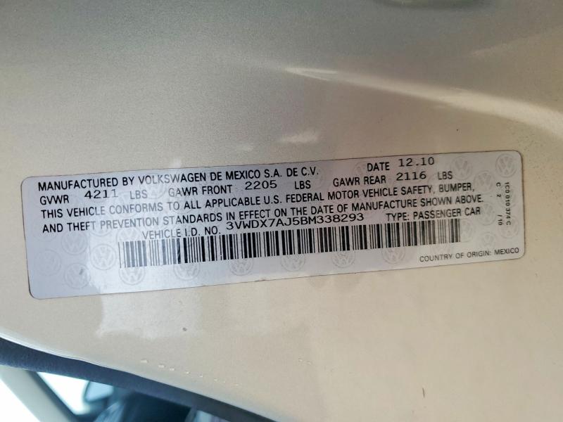50387686 :رقم المزاد ، 3VWDX7AJ5BM338293 vin ، 2011 Volkswagen Jetta مزاد بيع