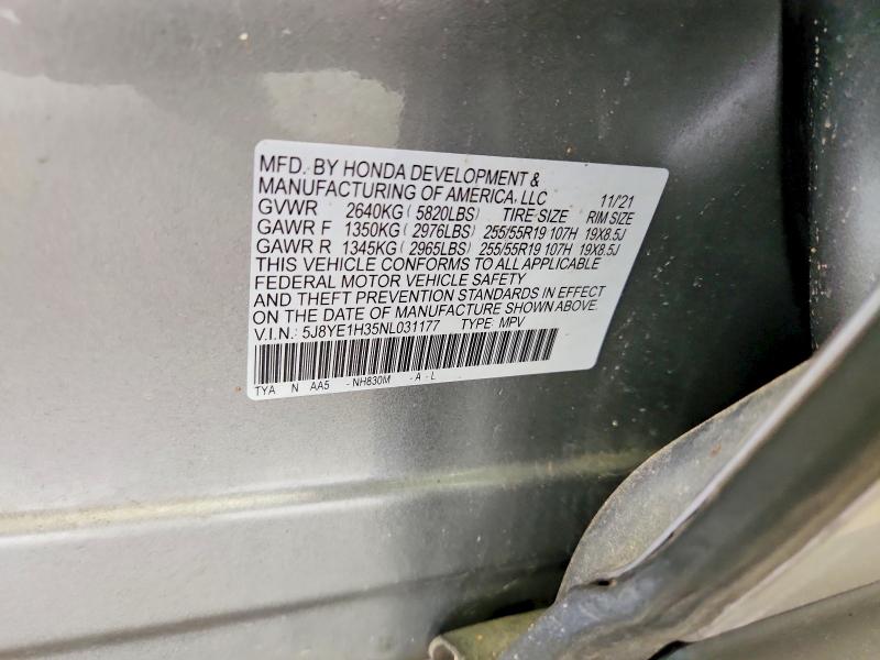 2022 Acura Mdx მანქანა იყიდება აუქციონზე, vin: 5J8YE1H35NL031177, აუქციონის ნომერი: 50548746