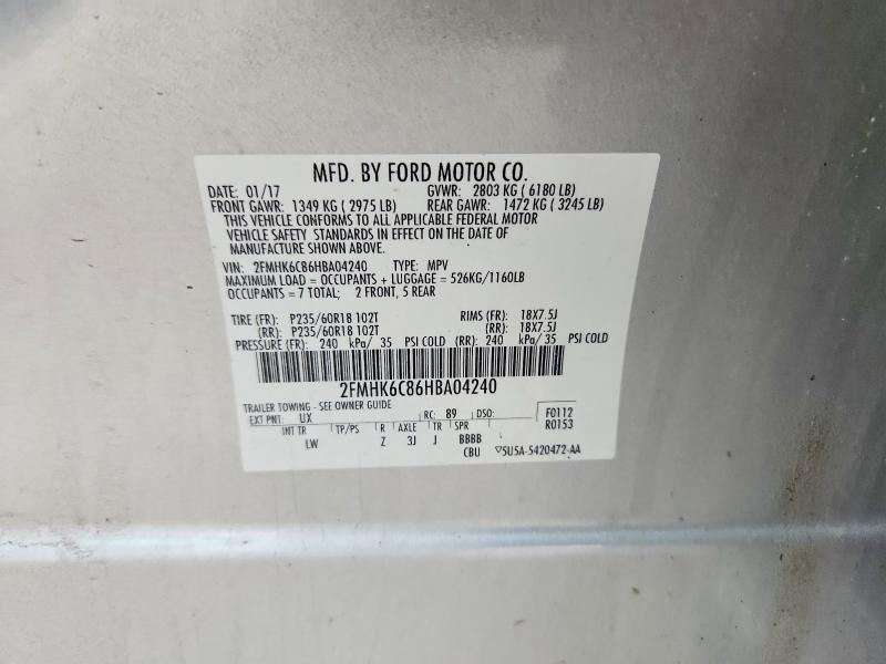 51038396 :رقم المزاد ، 2FMHK6C86HBA04240 vin ، 2017 Ford Flex مزاد بيع