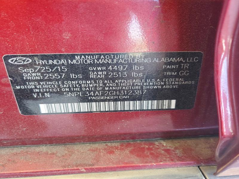Продажа на аукционе авто 2016 Hyundai Sonata, vin: 5NPE34AF2GH312387, номер лота: 49391596