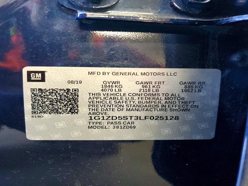2020 Chevrolet Malibu მანქანა იყიდება აუქციონზე, vin: 1G1ZD5ST3LF025128, აუქციონის ნომერი: 48894996