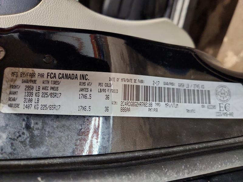48861506 :رقم المزاد ، 2C4RDGBG2HR702188 vin ، 2017 Dodge Grand Caravan مزاد بيع