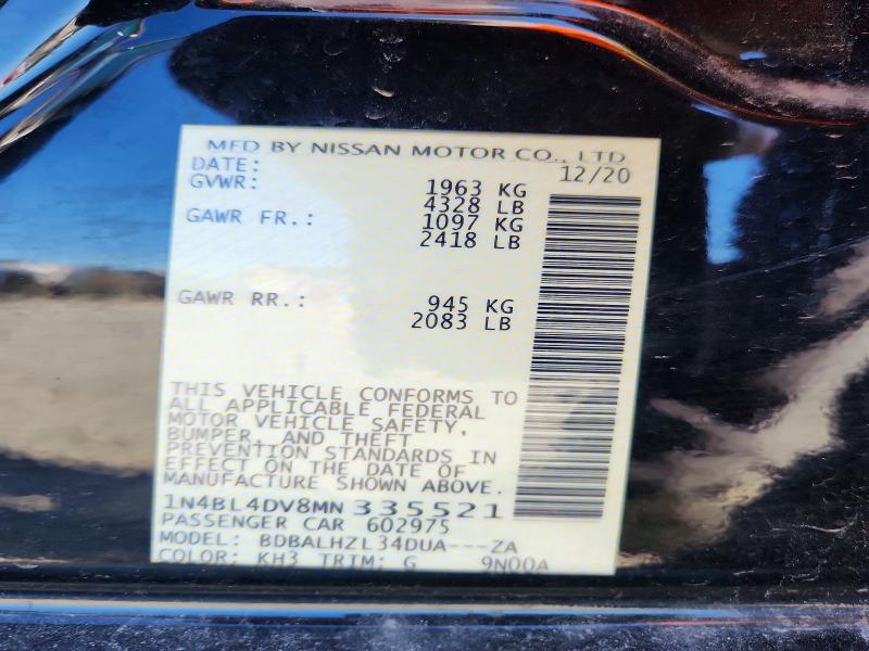 Продаж на аукціоні авто 2021 Nissan Altima, vin: 1N4BL4DV8MN335521, номер лоту: 49407406