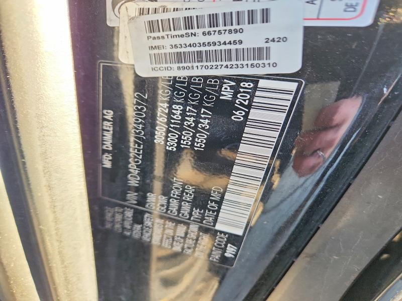 50611186 :رقم المزاد ، WD4PG2EE7J3490372 vin ، 2018 Mercedes Benz Metris مزاد بيع