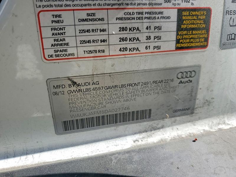 2013 Audi A3 მანქანა იყიდება აუქციონზე, vin: WAUKJAFM5DA027746, აუქციონის ნომერი: 49340656