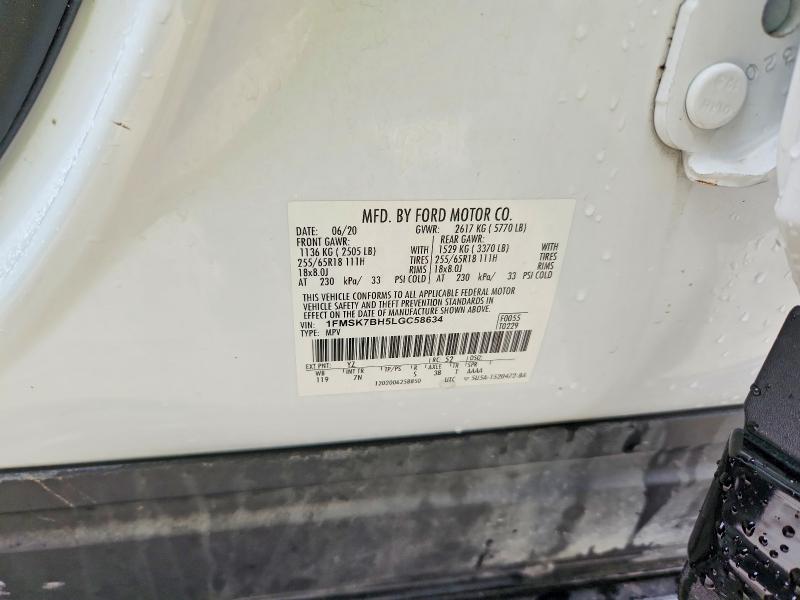 Aukcja sprzedaży 2020 Ford Explorer, vin: 1FMSK7BH5LGC58634, numer aukcji: 50652496