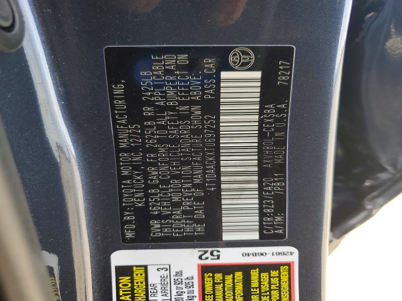 51855406 :رقم المزاد ، 4T1DAACKXTU697252 vin ، 2026 Toyota Camry مزاد بيع
