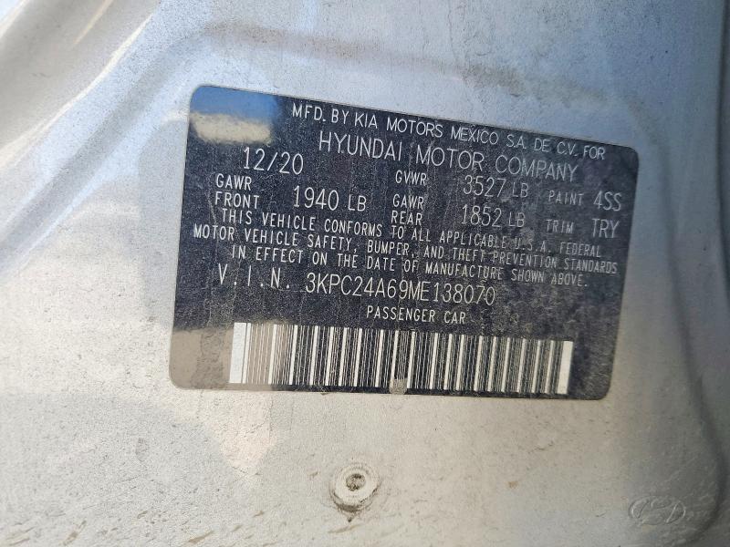 Продаж на аукціоні авто 2021 Hyundai Accent, vin: 3KPC24A69ME138070, номер лоту: 48410926