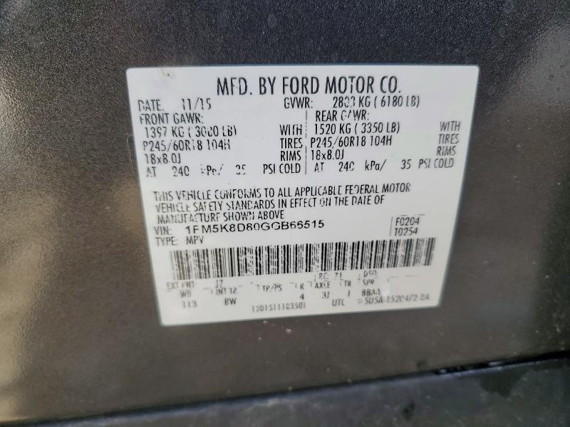 Aukcja sprzedaży 2016 Ford Explorer, vin: 1FM5K8D80GGB66515, numer aukcji: 48317996