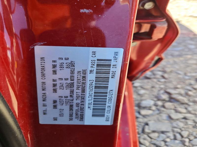2012 Mazda Speed მანქანა იყიდება აუქციონზე, vin: JM1BL1L3XC1630943, აუქციონის ნომერი: 49172226