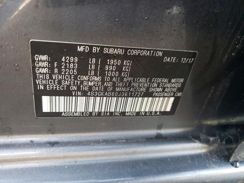 Продажа на аукционе авто 2018 Subaru Impreza, vin: 4S3GKAB60J3611727, номер лота: 49745176