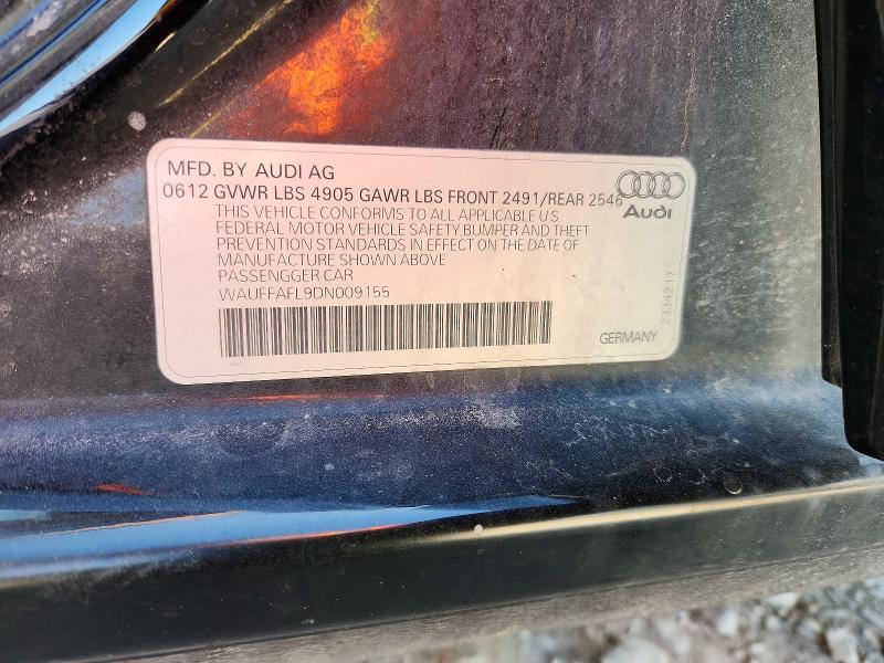 2013 Audi A4 მანქანა იყიდება აუქციონზე, vin: WAUFFAFL9DN009155, აუქციონის ნომერი: 51504346