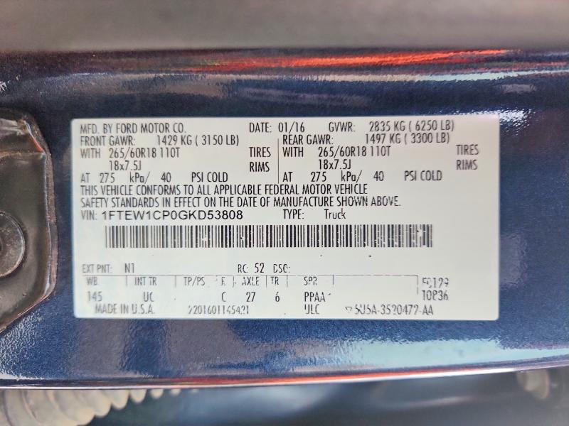 Aukcja sprzedaży 2016 Ford F150, vin: 1FTEW1CP0GKD53808, numer aukcji: 49427876