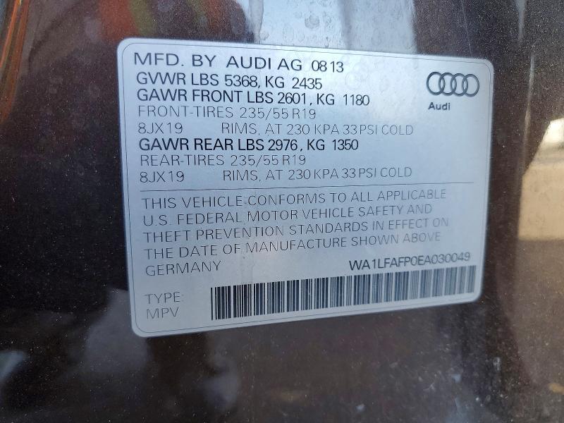 Aukcja sprzedaży 2014 Audi Q5, vin: WA1LFAFP0EA030049, numer aukcji: 48950156