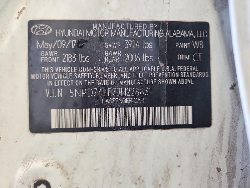 Продаж на аукціоні авто 2018 Hyundai Elantra, vin: 5NPD74LF7JH228831, номер лоту: 51773886