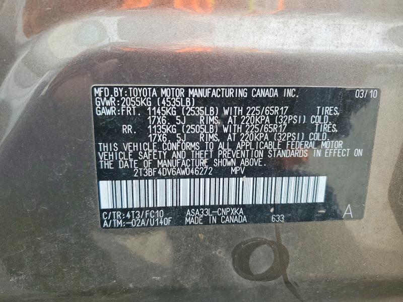 Aukcja sprzedaży 2010 Toyota Rav4, vin: 2T3BF4DV6AW046272, numer aukcji: 49909386