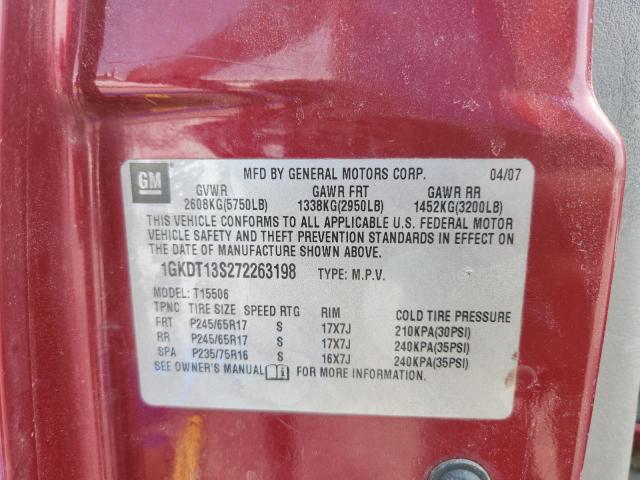 50887256 :رقم المزاد ، 1GKDT13S272263198 vin ، 2007 Gmc Envoy مزاد بيع