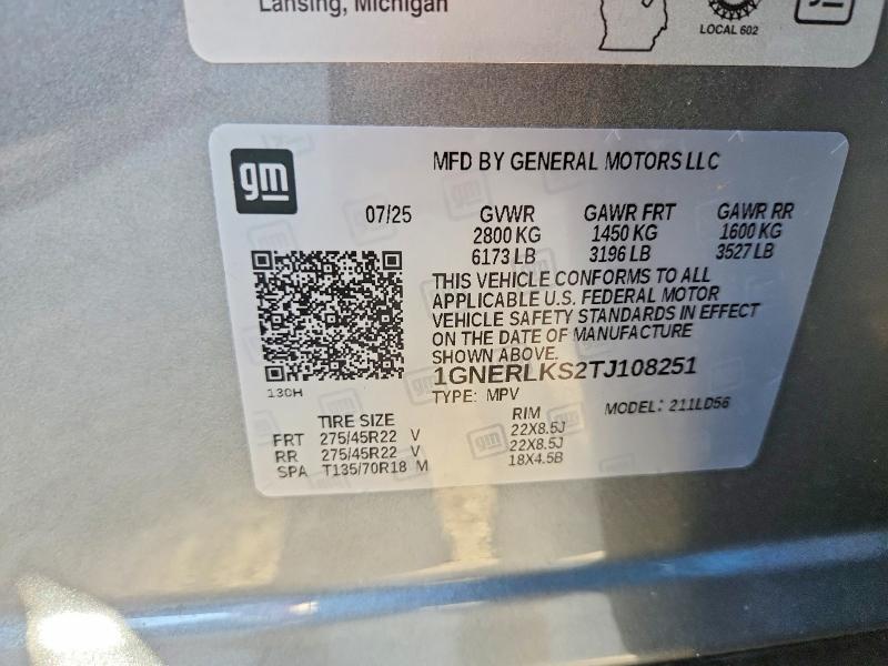 2026 Chevrolet Traverse მანქანა იყიდება აუქციონზე, vin: 1GNERLKS2TJ108251, აუქციონის ნომერი: 48670676