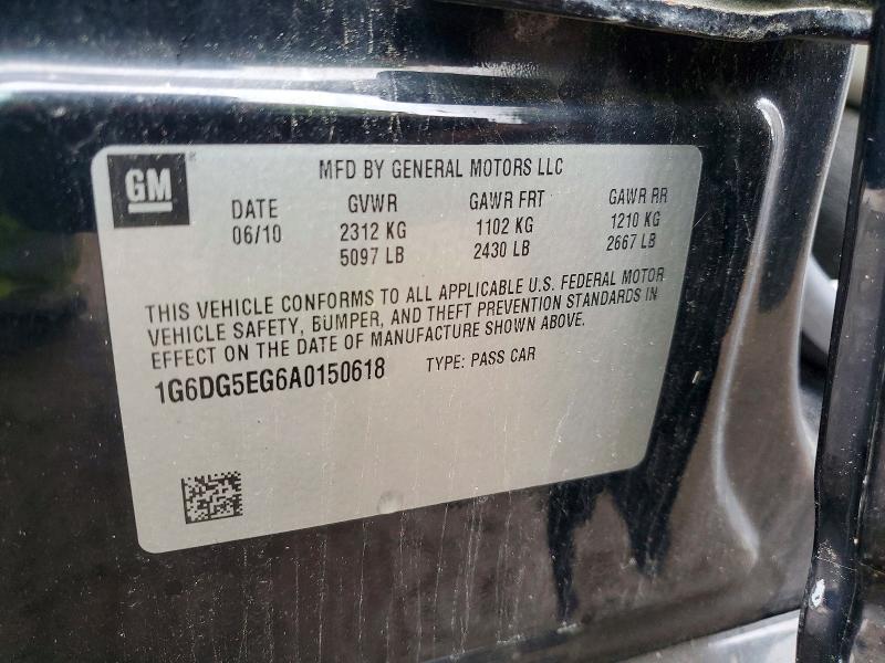50952406 :رقم المزاد ، 1G6DG5EG6A0150618 vin ، 2010 Cadillac Cts مزاد بيع