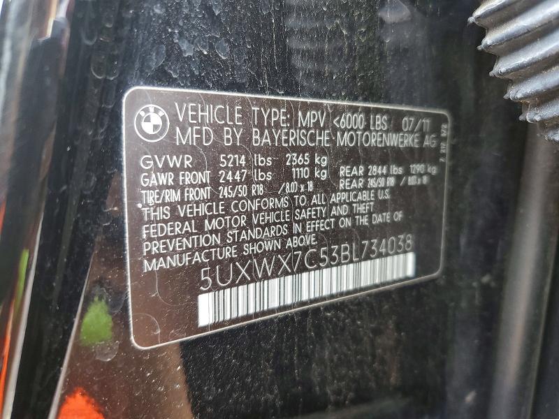 Aukcja sprzedaży 2011 Bmw X3, vin: 5UXWX7C53BL734038, numer aukcji: 50094476