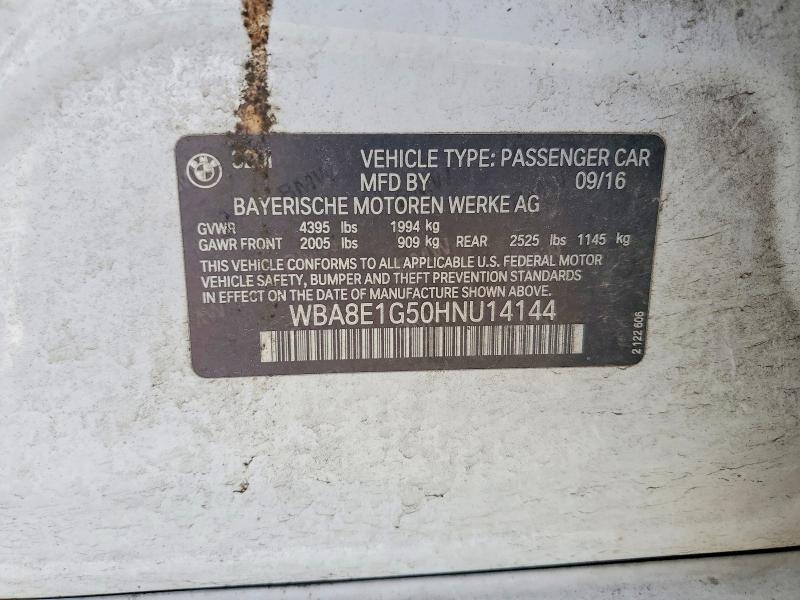 Aukcja sprzedaży 2017 Bmw 320, vin: WBA8E1G50HNU14144, numer aukcji: 50068346