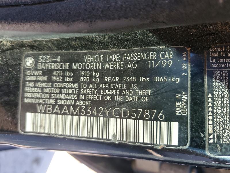 50322316 :رقم المزاد ، WBAAM3342YCD57876 vin ، 2000 Bmw 323 مزاد بيع