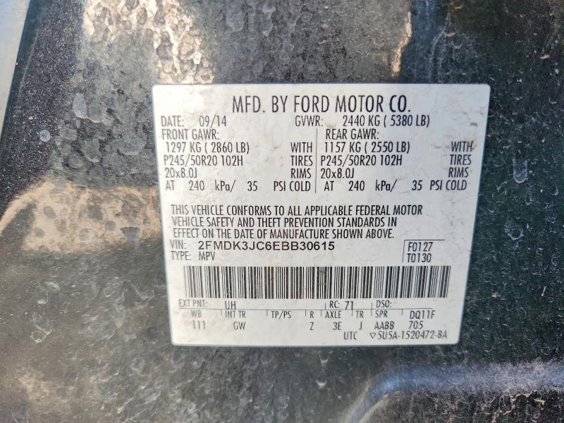 50131176 :رقم المزاد ، 2FMDK3JC6EBB30615 vin ، 2014 Ford Edge مزاد بيع
