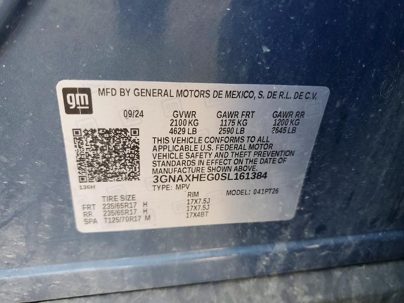 Aukcja sprzedaży 2025 Chevrolet Equinox, vin: 3GNAXHEG0SL161384, numer aukcji: 50759306
