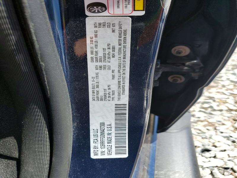 2022 Ram 1500 მანქანა იყიდება აუქციონზე, vin: 1C6RRFFG0NN427300, აუქციონის ნომერი: 50793086