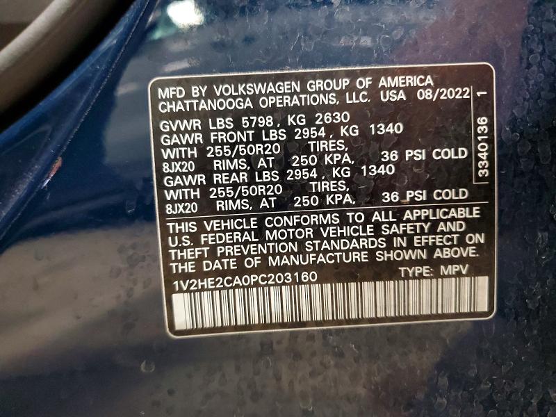 Продажа на аукционе авто 2023 Volkswagen Atlas Cross Sport, vin: 1V2HE2CA0PC203160, номер лота: 51109956