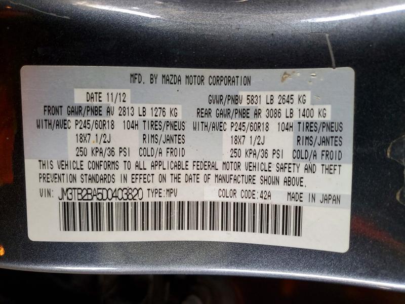 Aukcja sprzedaży 2013 Mazda Cx-9, vin: JM3TB2BA5D0403820, numer aukcji: 50679206