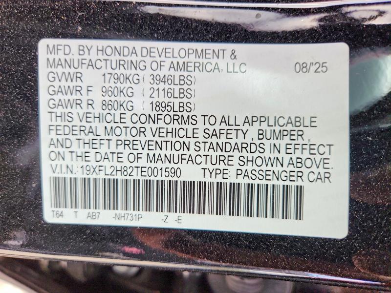 Продаж на аукціоні авто 2026 Honda Civic, vin: 19XFL2H82TE001590, номер лоту: 49560346