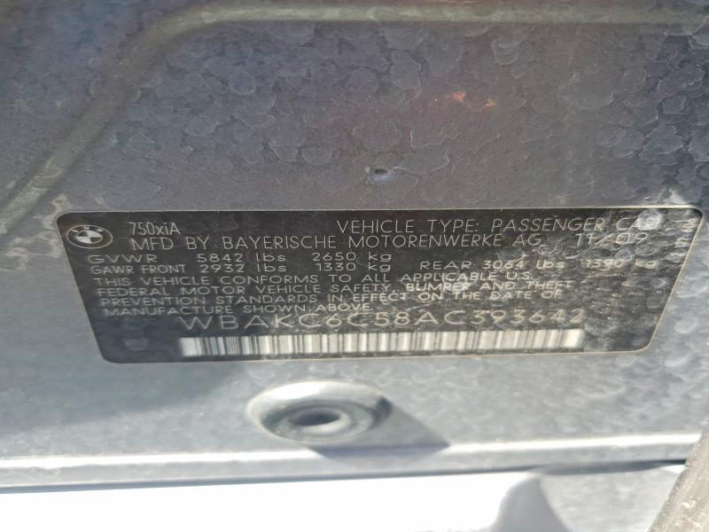 51444556 :رقم المزاد ، WBAKC6C58AC393642 vin ، 2010 Bmw 750 مزاد بيع