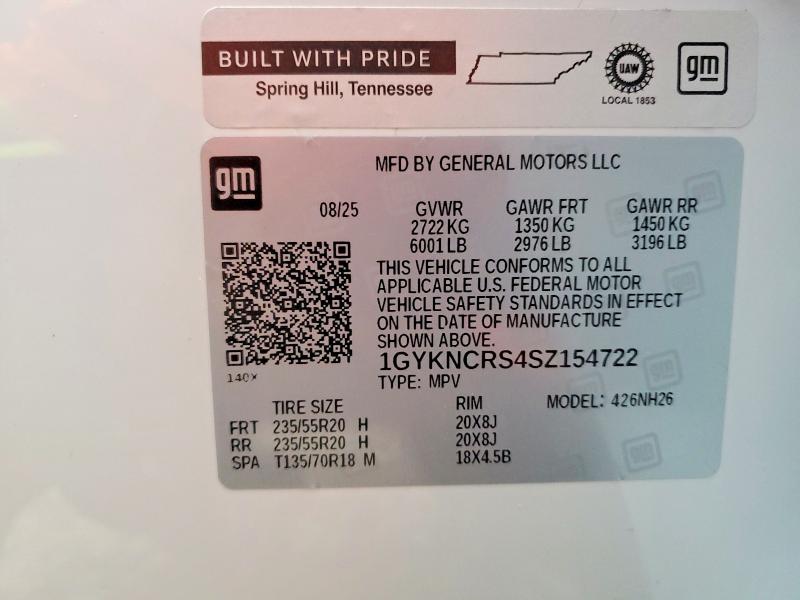 2025 Cadillac Xt5 მანქანა იყიდება აუქციონზე, vin: 1GYKNCRS4SZ154722, აუქციონის ნომერი: 52019716