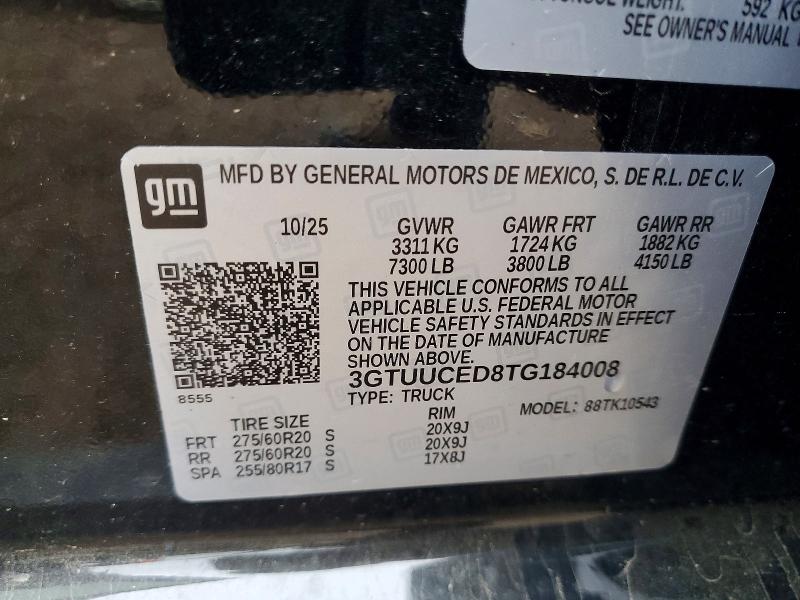 51255566 :رقم المزاد ، 3GTUUCED8TG184008 vin ، 2026 Gmc Sierra مزاد بيع