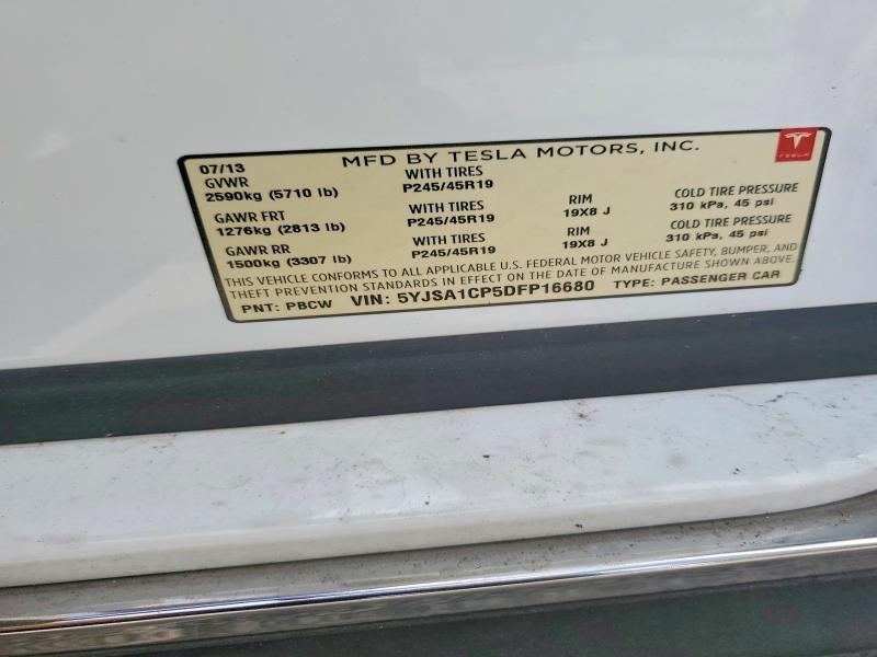 48261256 :رقم المزاد ، 5YJSA1CP5DFP16680 vin ، 2013 Tesla Model S مزاد بيع