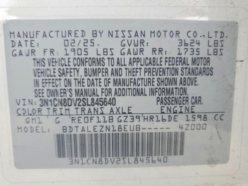 Aukcja sprzedaży 2025 Nissan Versa, vin: 3N1CN8DV2SL845640, numer aukcji: 50247476