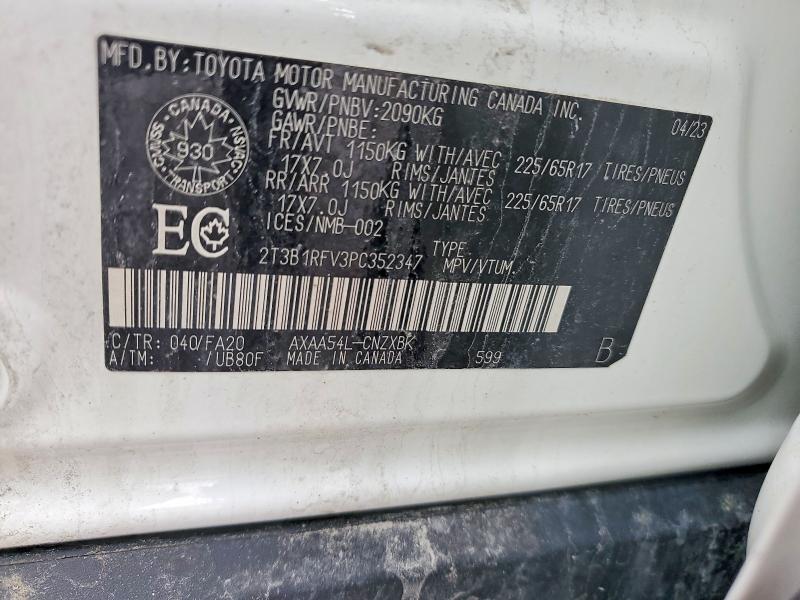 Продажа на аукционе авто 2023 Toyota Rav4, vin: 2T3B1RFV3PC352347, номер лота: 49729466