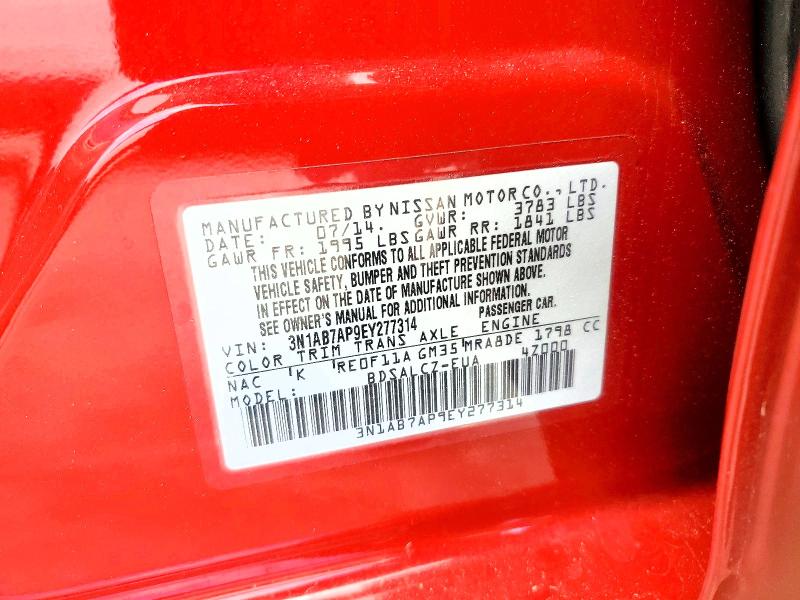 Продажа на аукционе авто 2014 Nissan Sentra, vin: 3N1AB7AP9EY277314, номер лота: 51373466