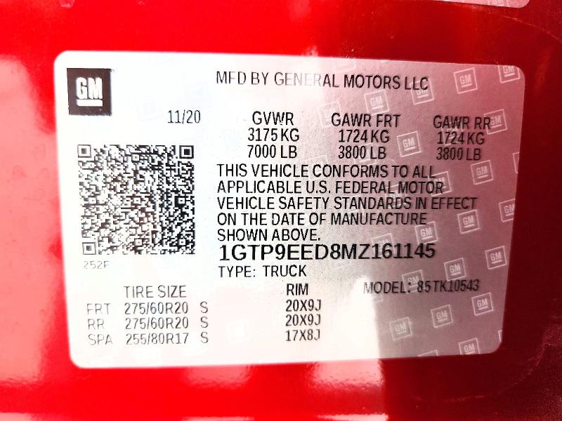 50949076 :رقم المزاد ، 1GTP9EED8MZ161145 vin ، 2021 Gmc Sierra مزاد بيع