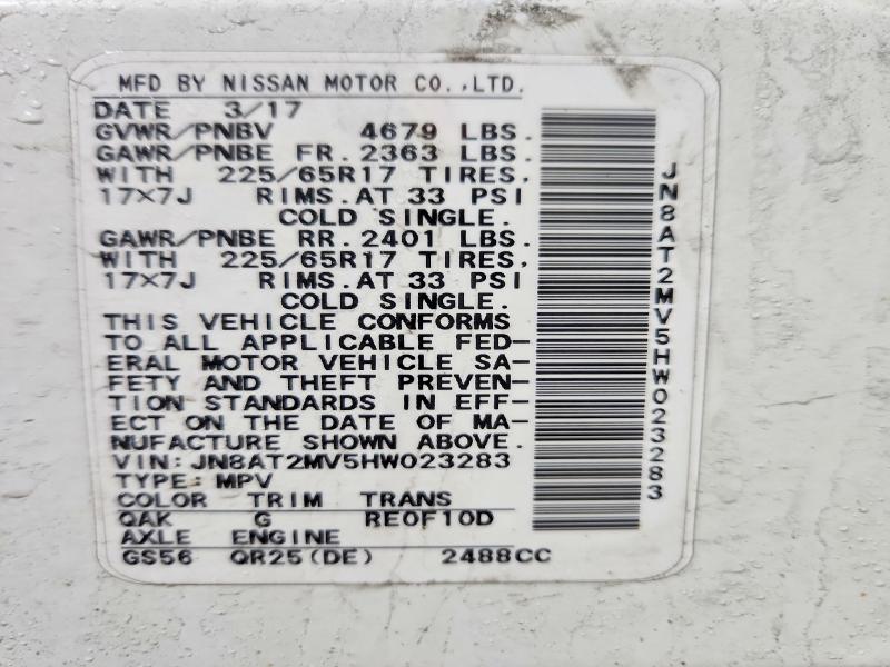 Aukcja sprzedaży 2017 Nissan Rogue, vin: JN8AT2MV5HW023283, numer aukcji: 47795756