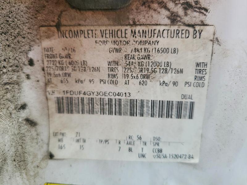 49496416 :رقم المزاد ، 1FDUF4GY3GEC04013 vin ، 2016 Ford F450 مزاد بيع