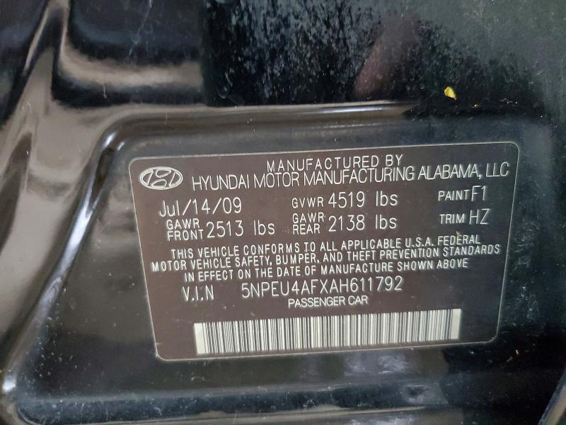 Продаж на аукціоні авто 2010 Hyundai Sonata, vin: 5NPEU4AFXAH611792, номер лоту: 51624526