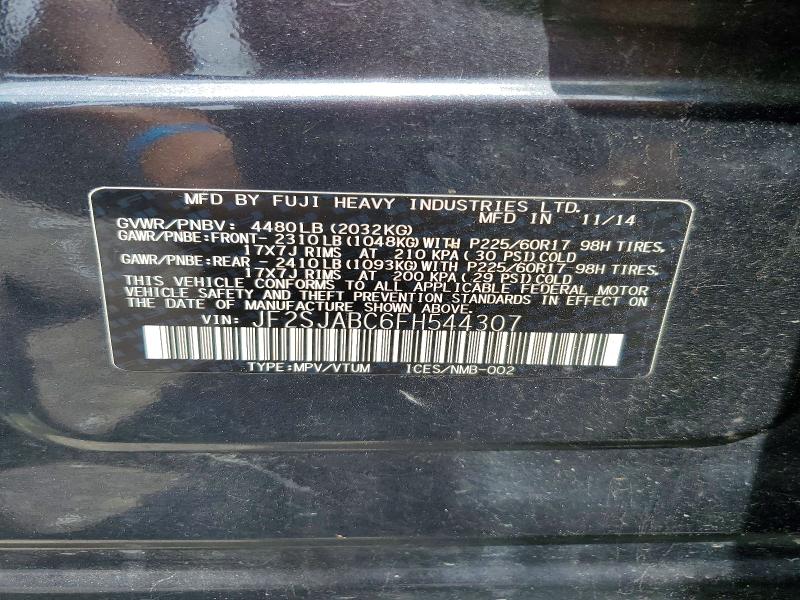 Продаж на аукціоні авто 2015 Subaru Forester, vin: JF2SJABC6FH544307, номер лоту: 51772046